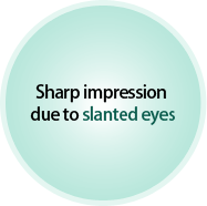 Sharp impression due to slanted eyes
